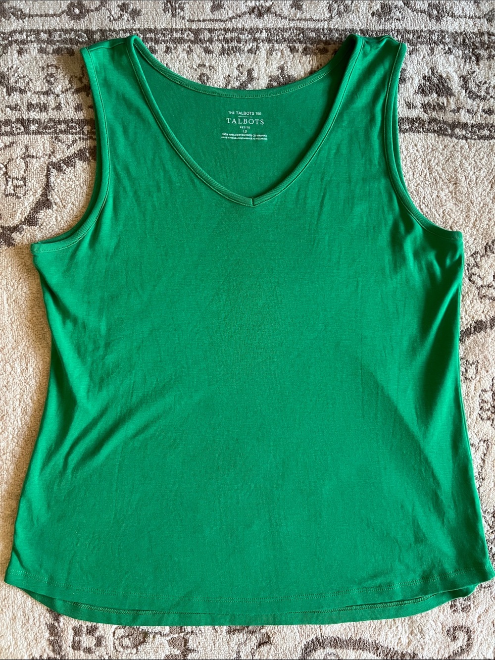 Talbots Womens Bright Emerald V-Neck Tank Top